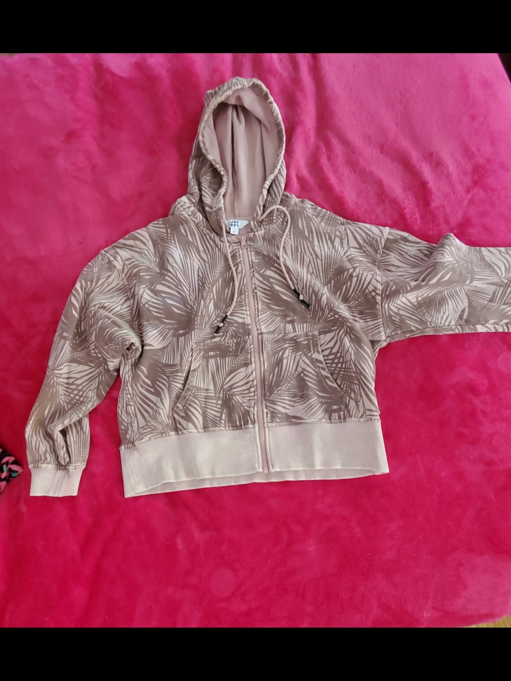 JoyLab Tan Palm-Print Zip Hoodie And Pants